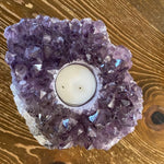 Raw Amethyst Candle Holder, Raw Quartz, Decor, Candle Decor, Amethyst, Healing Crystals, Amethyst Cluster, Crystal, Gift, Candleholder