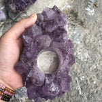 Raw Amethyst Candle Holder, Raw Quartz, Decor, Candle Decor, Amethyst, Healing Crystals, Amethyst Cluster, Crystal, Gift, Candleholder