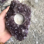 Raw Amethyst Candle Holder, Raw Quartz, Decor, Candle Decor, Amethyst, Healing Crystals, Amethyst Cluster, Crystal, Gift, Candleholder