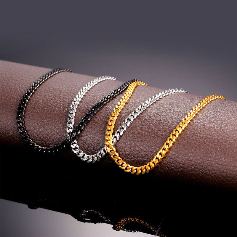 Gold Cuban Link Chain Necklace Cuban Necklace Men Women Miami Cuban Curb Links Necklaces Jewelry Gift For Men Boyfriend Punk Gangster