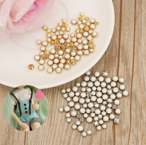 50 Pcs Doll Buttons Small Mini Miniature 5mm Tiny Little Micro Knitting Fastening Circle Clothes Making Sewing Sew Clothing Fasten Craft