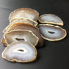 6 Pieces Agate Slices- Geode Slice - Wedding Place Cards Natural White Grey Agate Placecards Crystals Name Cards For Calligraphy Wholesale
