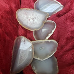 6 Pieces Agate Slices- Geode Slice - Wedding Place Cards Natural White Grey Agate Placecards Crystals Name Cards For Calligraphy Wholesale