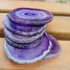 6 Pieces Dyed Purple Agate Coaster - Agate Slices- Round Geode Slice - Wedding Favor Place Cards Natural Agate - Stone Coasters - Home Decor