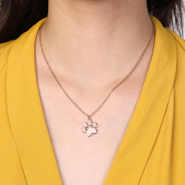 Paw Print Necklace - Gold Silver Rose Gold Necklace - Tiny Pawprint Necklace - Cat Dog Lovers Jewelry Pet Memorial Necklace - Dainty Charm