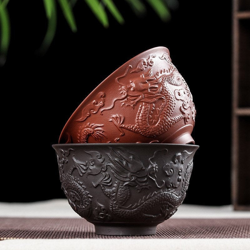 Traditional Chinese Dragon Tea Cups - Authentic, Green Tea, Fruit Tea, Ceramic, Asian Style, Matcha Tea, Mini Cup, Sake Cup Kung Fu