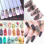 Nail Art - Nail Decal - Self-Adhesive - Transfer Nail Foil - Nail DIY - Manicure Tool - Boho - Bohemian Style - Black Lace Flower Tatoo