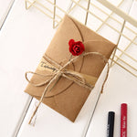 Rustic Kraft Wedding Invitation Envelopes with Flower - Handmade Kraft Stationery - Rose Sunflower - Eco Friendly - Greeting Love Letter