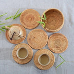 ที่รองแก้วหวายกลมถักแบบดั้งเดิม - ที่รองแก้วกาแฟทำมือ - ของขวัญขึ้นบ้านใหม่ - ผ้าปูโต๊ะขอบพู่ - ผ้าปูโต๊ะถักมือ - ห้องครัวและรับประทานอาหาร