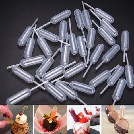 50pcs Small Pipettes - 4 ml Transfer Droppers - Mini Injectors - Pipette Liquor - Squeeze Shot Tube - Cake Droppers - Baking Pipettes Tools