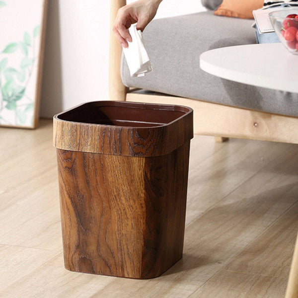 Vintage Antique Rustic Wooden Style Brown Recycle Bin, 14L Waste Bin, Dustbin, Garbage Box, Bucket, Trash Can, Basket, Storage, Home Decor