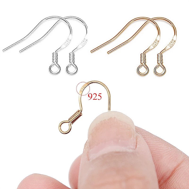 100 Pcs Ear hooks, Gold Silver Bronze Stainless Steel Stud Earrings hooks, Golden Blank Earring Hooks, DIY Fish Hook Earrings, DIY Jewelry