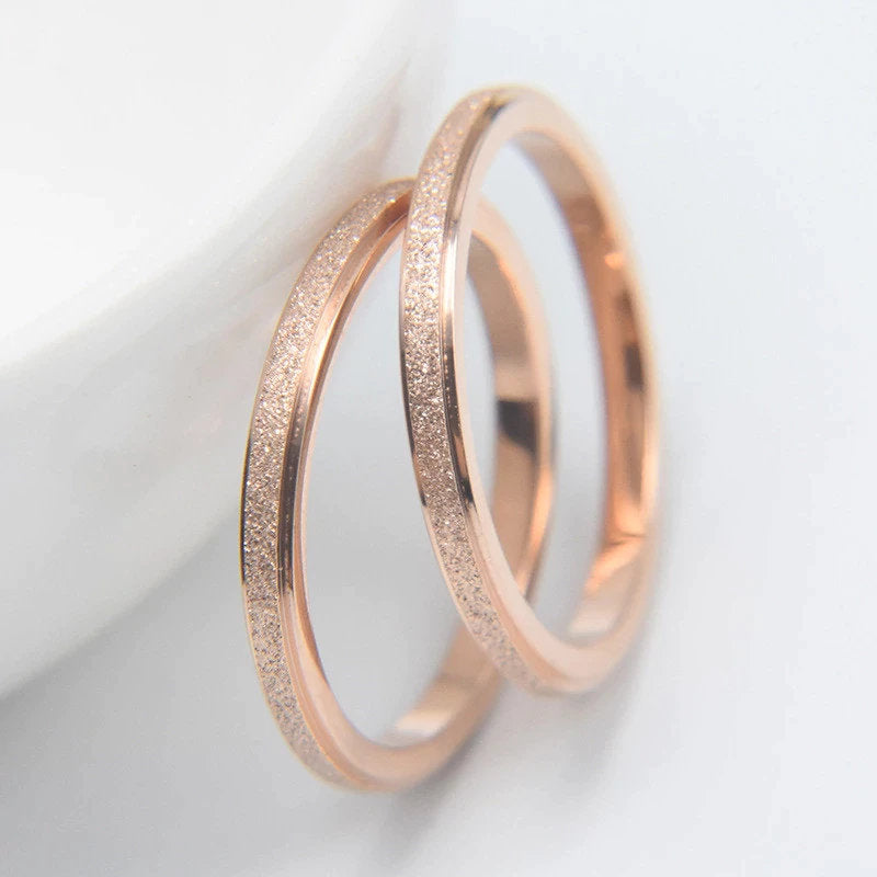 Womens Ring - Sandblasted Style - Wedding Band - Promise Ring for Her - Stacking Ring - Minimalist Ring -Silver Rose Gold - Gift