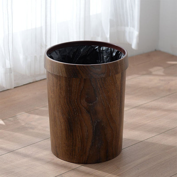 Vintage Antique Rustic Round Wooden Style Brown Recycle Bin, Waste Bin, Dustbin, Garbage Box, Bucket, Trash Can, Basket, Storage, Home Decor