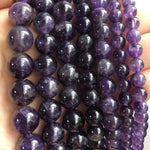 Natural Amethyst 4mm 6mm 8mm 10mm 12 mm Round Beads High Quality Deep Purple Polished Rich Purple Spheres Gemstone Beads 15 inch Strand