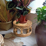 Natural Rattan Table - Rattan Plant Stand Hand- Woven Flower Stand - Durable Indoor Flower Pot Holder - Rattan Coffee Table - Woven Table