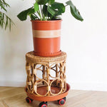 Natural Rattan Table - Rattan Plant Stand Hand- Woven Flower Stand - Durable Indoor Flower Pot Holder - Rattan Coffee Table - Woven Table