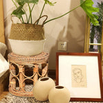 Natural Rattan Table - Rattan Plant Stand Hand- Woven Flower Stand - Durable Indoor Flower Pot Holder - Rattan Coffee Table - Woven Table