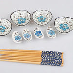 Japanese Style Wooden Chopstick and Chopstick Holder Rest Set - Dinnerware Gift Set - Housewarming Gift - Travel Set with Box - Wedding