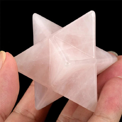 Rose Quartz Natural Gemstone Merkaba Star- Natural Crystal -  Reiki Healing Crystal - Balancing Energy Spiritual - Sacred Geometry Chakra