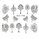 Nail Art - Nail Decal - Self-Adhesive - Transfer Nail Foil - Nail DIY - Manicure Tool - Boho - Bohemian Style - Black Lace Flower Tatoo