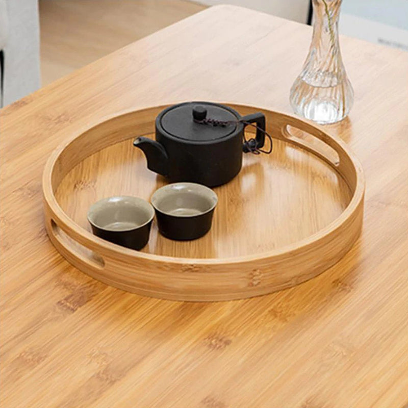 Round Wooden Breakfast Tray | Storage Tray | Serving Tray with Handle | Bowl Tray | Platter | Tea Tray | Home Decor | Snack Tray | Farmhouse