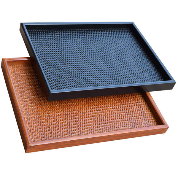 Large Handwoven Rectangular Rattan Wooden Breakfast Tray | Rattan Storage Tray | Wedding Gift | Breakfast Table | Bowl Tray | Serving Tray