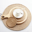 Round Linen Table Mat Coaster - Wedding Gift Tea Set Mat - Placemat - Decor - Dining Table - Tableware - Dinner Supplies - Geometric Mats