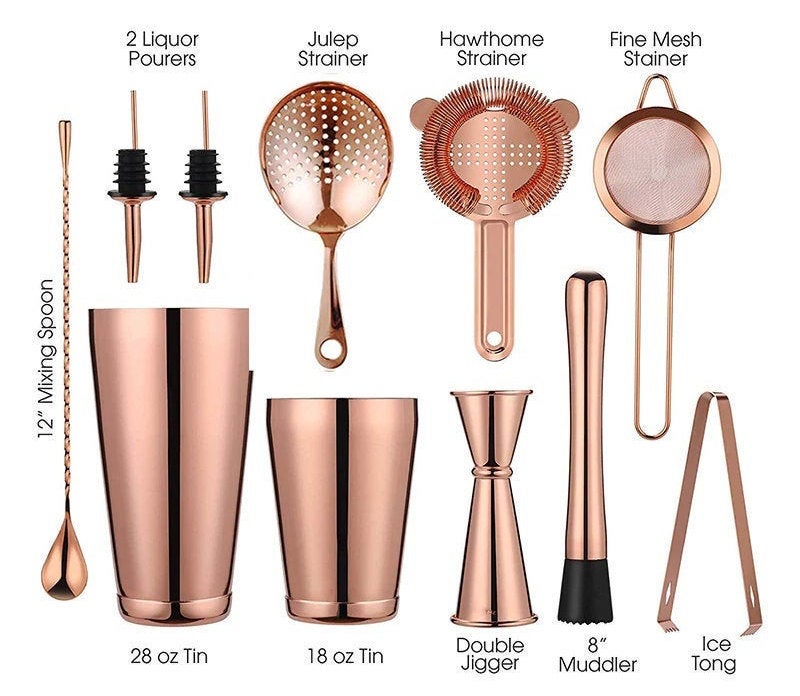 Libbey Carats 4-Piece Cocktail Mixing Set - 25.5 Oz Mixing Glass, Jigger, Strainer & Spoon For Home Bartending