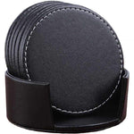 Leather Coaster - Black Round Non-Slip Kitchen Dining Decor - Tableware - Housewarming Gift - Drink Coasters - Bar Coasters - Kitchen Table