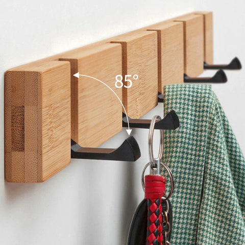 Foldable Wooden Towel Hook, Modern Wall Hook, Single Organizer, Hat Rack, Holiday Stocking Holder, Natural, Coat rack, Clothes Hanger