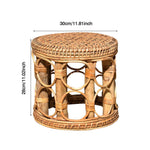 Natural Rattan Table - Rattan Plant Stand Hand- Woven Flower Stand - Durable Indoor Flower Pot Holder - Rattan Coffee Table - Woven Table