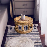 Natural Rattan Table - Rattan Plant Stand Hand- Woven Flower Stand - Durable Indoor Flower Pot Holder - Rattan Coffee Table - Woven Table