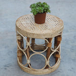 Natural Rattan Table - Rattan Plant Stand Hand- Woven Flower Stand - Durable Indoor Flower Pot Holder - Rattan Coffee Table - Woven Table