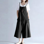 Womens Loose Fitting Minimalist Elegant Cotton Overalls With Pocket - Loose Overalls - Womans Casual Overalls - Overalls For Women