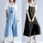 Womens Loose Fitting Minimalist Elegant Cotton Overalls With Pocket - Loose Overalls - Womans Casual Overalls - Overalls For Women