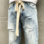 Shoelace Belt - Rope Belt - Unisex - For Men Women - Adjustable - Knotted Waist Rope - Knot-Tie Belt - Gangster Punk Belt