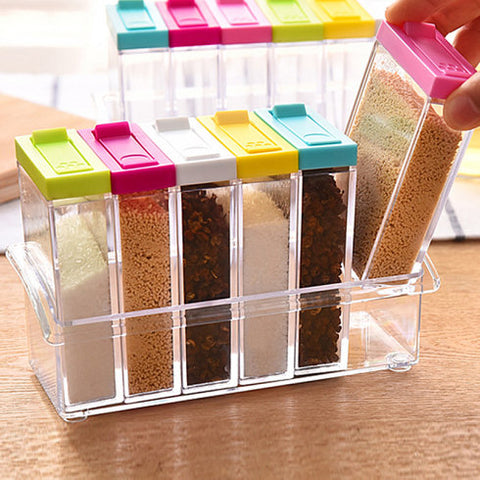 6 Pcs Spice Jar Set | Food Storage | KitchenSeasoning | Organization | Salt Condiment | Sugar Salt Rack | Seasoning Organizer Container