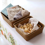 Rattan Storage Box - Storage Tray - Woven basket -  Wicker Storage - Handmade Organizer Basket - Cosmetics Desk Organizer - Home Decor