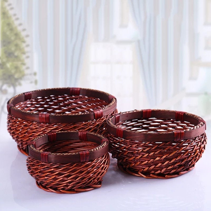 Wicker Storage Basket - Storage Tray - Woven Box - Handmade Organizer Basket - Rattan Storage - Cosmetics Desk Organizer - Home Decor