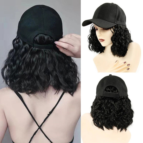 Hat Wig | Hat With Curly Hair Attached | Hat with Hair | Alopecia hair | Hair Loss Hat | Short Hair Wig