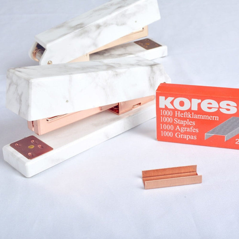 Marble Stapler, Marble Desk Accessories, Marble Office Supplies, Gold Rose Gold Marble Stationery
