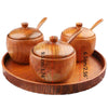 Wooden Spice Jar | Jar with Lid | Food Storage | Candle Jars | Kitchen Seasoning | Organization | Salt Condiment Pot Spoon | Kitchen Dining