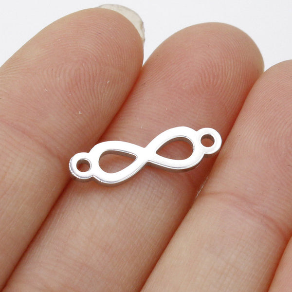Infinity Sign Connector Charm - Tiny Silver Infinity Charm - Infinity Symbol Connectors - Jewelry Making Supplies - Infinity Links - DIY