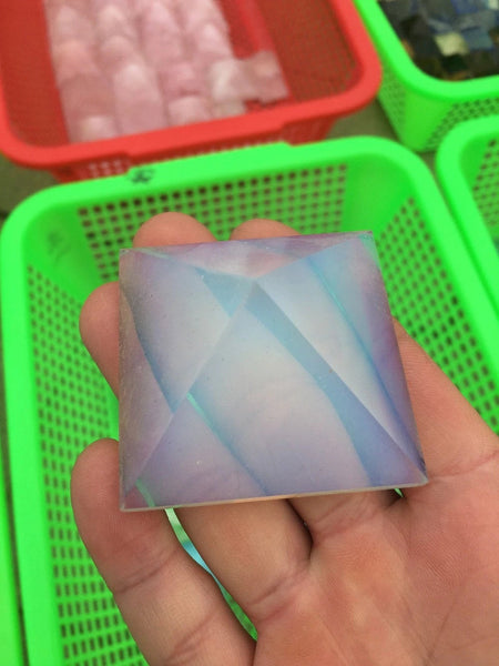 Clear Opal Quartz Pyramid - Natural White - Gemstone - Reiki - Healing Chakra - Energized Balancer - Crystal Grids Meditation Opalite
