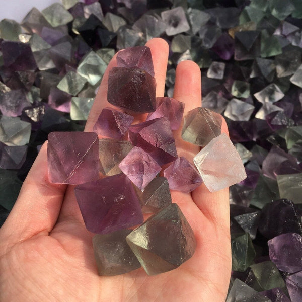 Raw Fluorite Octahedrons - Rough Crystals for Decor or Crystal Grids - Green fluorite - Blue fluorite