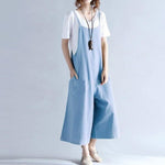 Womens Loose Fitting Minimalist Elegant Cotton Overalls With Pocket - Loose Overalls - Womans Casual Overalls - Overalls For Women