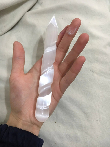 Selenite Spiral Tower - Selenite Mountain Pillar Wand - Display Crystals - Gemstone Gifts - Meditation Crystal - Raw Gypsum Cleansing