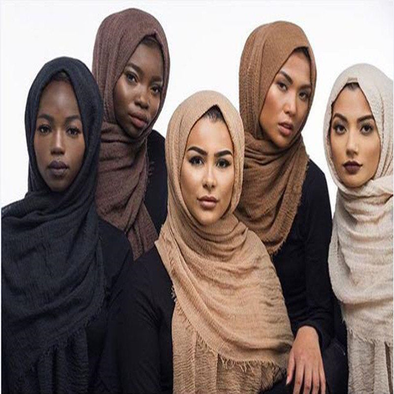 Hijab ,Cotton and Hemp Wrapped Head Scarf, Pure Color Female Scarf, Cotton, Scarf Shawl, Islamic Clothing, Muslim, Fashion, Head Cover
