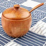 Wooden Spice Jar | Jar with Lid | Food Storage | Candle Jars | Kitchen Seasoning | Organization | Salt Condiment Pot Spoon | Kitchen Dining